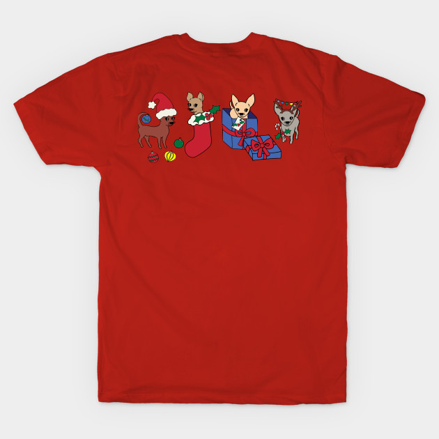 Red Christmas Chihuahuas - Smooth Coat Chihuahuas - Christmas Chihuahua Tee by bettyretro